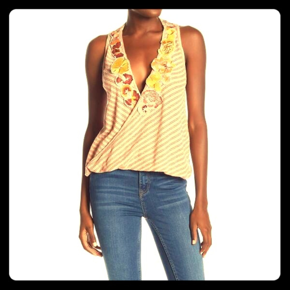 Free people floral trim halter